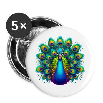 Peacock - Buttons large 2.2''/56 mm (5-pack) - white - Front