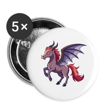 Demon Horse - Naughty and Cute - Buttons large 2.2''/56 mm (5-pack) - white - Front