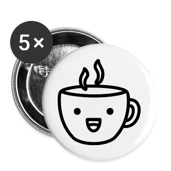 Kaffeebecher - Buttons groß 56 mm (5er Pack) - Weiß - Vorne