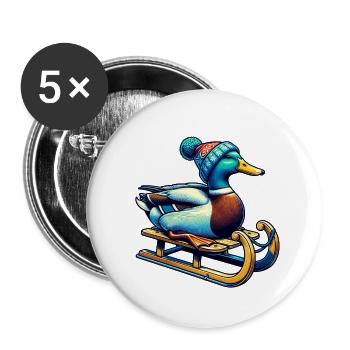 Coole Ente Winter - Buttons groß 56 mm (5er Pack) - Weiß - Vorne