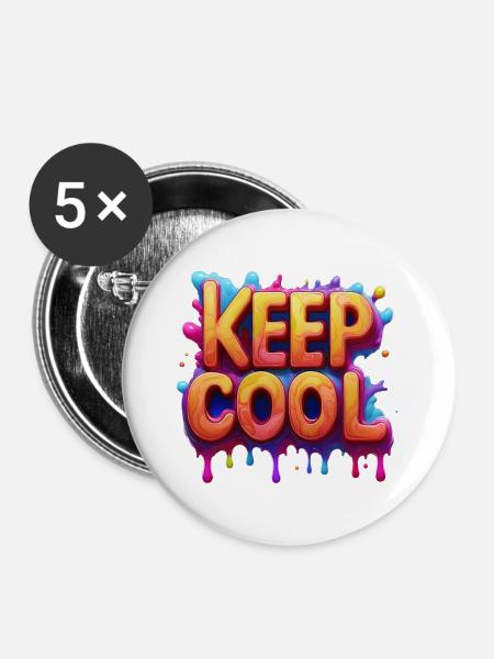 keep cool text in 3d - Buttons groß 56 mm (5er Pack) - Weiß
