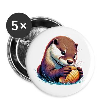 Otter - Buttons groß 56 mm (5er Pack) - Weiß - Vorne