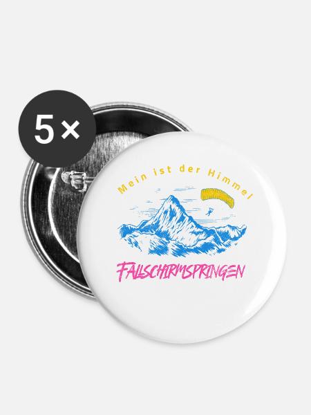 Mein Reich ist der Himmel – Fallschirmspringen - Buttons groß 56 mm (5er Pack) - Weiß
