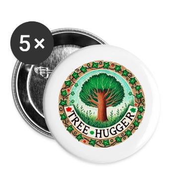 Câlin d’arbre - Lot de 5 grands badges (56 mm) - blanc - Devant