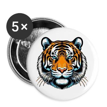 Tiger - Buttons groß 56 mm (5er Pack) - Weiß - Vorne