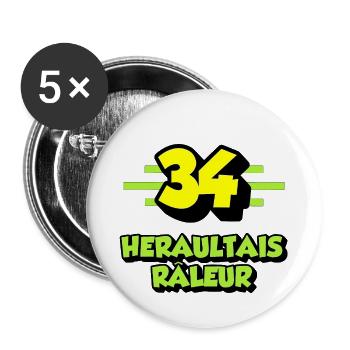 Héraultais râleur - Lot de 5 grands badges (56 mm) - blanc - Devant