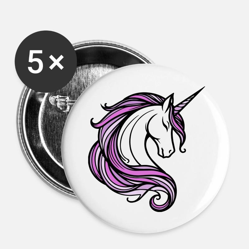 Unicorn - Buttons large 2.2''/56 mm (5-pack) - white
