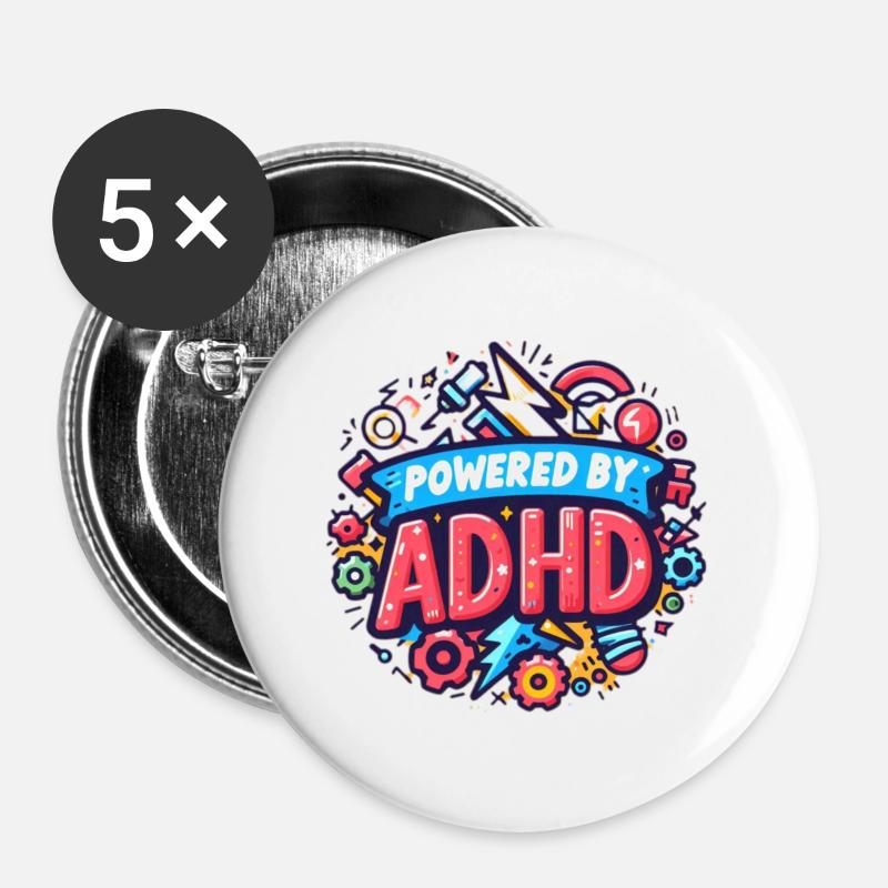 ADHD - Buttons large 2.2''/56 mm (5-pack) - white