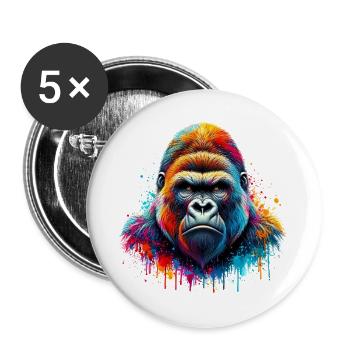 Gorille - Lot de 5 grands badges (56 mm) - blanc - Devant