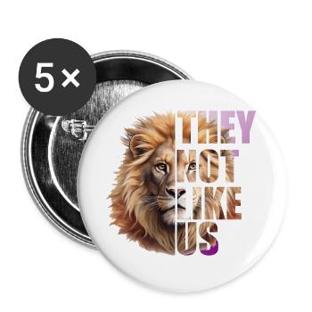 They not like us Design mit Löwen - Buttons large 2.2''/56 mm (5-pack) - white - Front