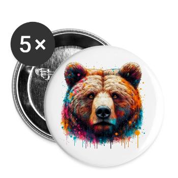 Ours - Lot de 5 grands badges (56 mm) - blanc - Devant