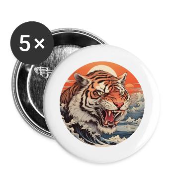 Angry tiger wave Ukiyo-e Hokusai - Buttons large 2.2''/56 mm (5-pack) - white - Front