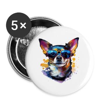 Chihuahua with sunglasses - Buttons large 2.2''/56 mm (5-pack) - white - Front