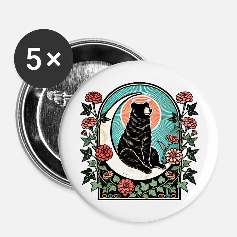 Black Bear - Buttons large 2.2''/56 mm (5-pack) - white