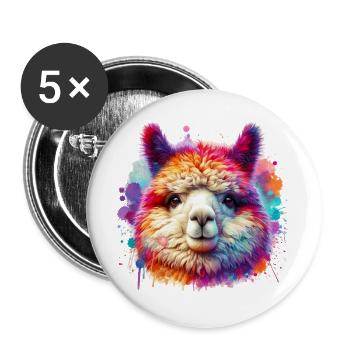 Alpaka - Buttons groß 56 mm (5er Pack) - Weiß - Vorne