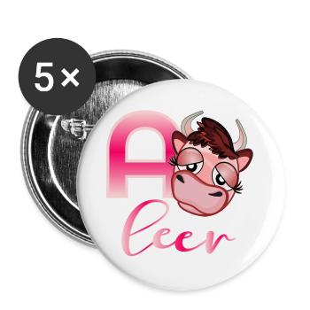 ERSCHÖPFUNG STRESS KUH - Buttons groß 56 mm (5er Pack) - Weiß - Vorne