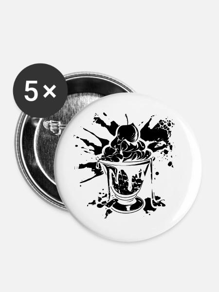 Eiscreme Becher - Buttons groß 56 mm (5er Pack) - Weiß