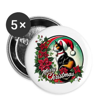 Frohe Weihnachten - Buttons groß 56 mm (5er Pack) - Weiß - Vorne