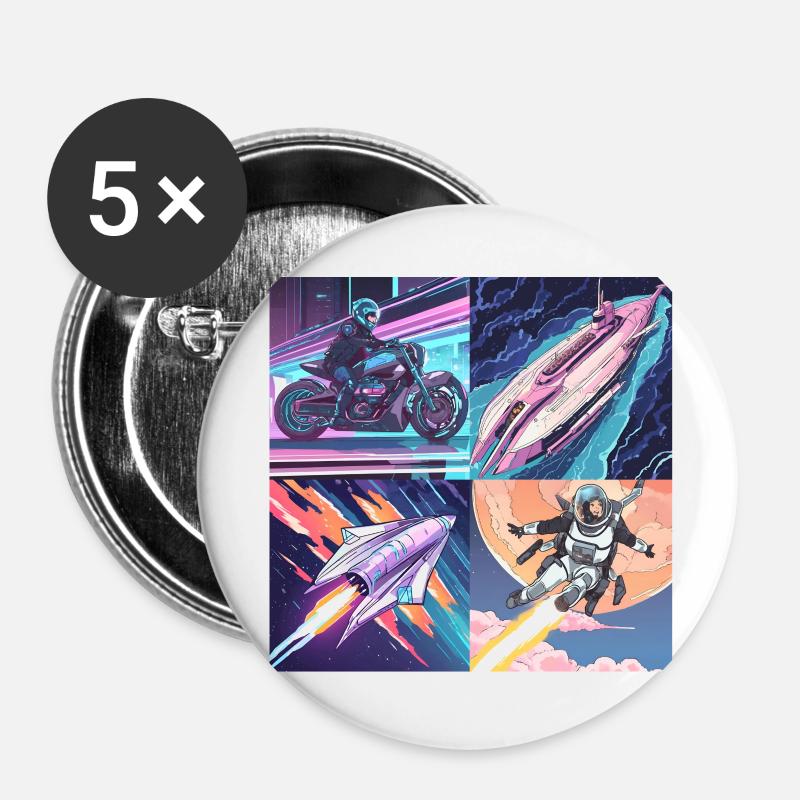 Future in space - Buttons large 2.2''/56 mm (5-pack) - white