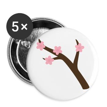 Branche de Sakura - Lot de 5 grands badges (56 mm) - blanc - Devant