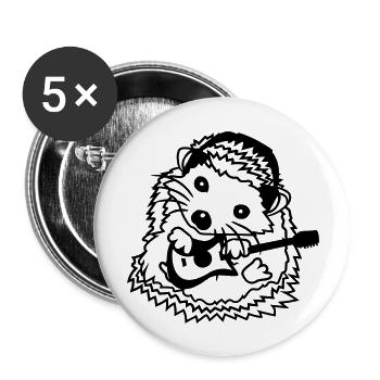 Sitzender Igel Spielt Süß Gitarre Musik Gitarrist - Buttons groß 56 mm (5er Pack) - Weiß - Vorne