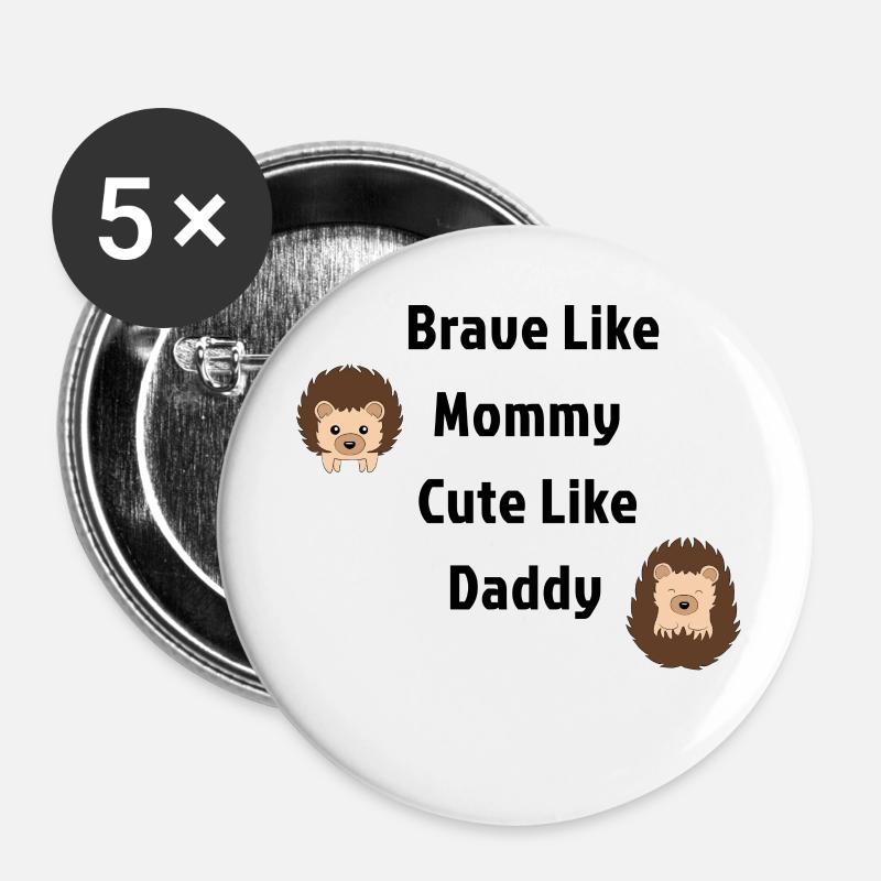 Brave Like Mommy Hedgehog - Buttons large 2.2''/56 mm (5-pack) - white