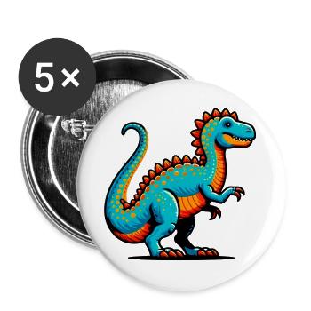 Dinosaurier - Buttons groß 56 mm (5er Pack) - Weiß - Vorne