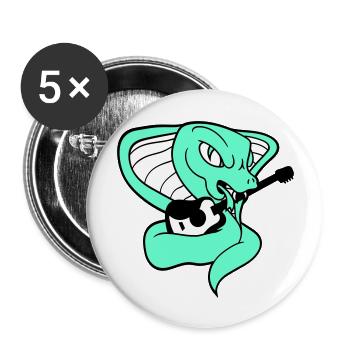 Evil Cobra Snake Playing Tongue Guitar Guitarist - Buttons large 2.2''/56 mm (5-pack) - white - Front
