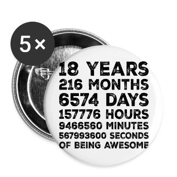 18th Birthday Party Funny For 18 Years Old - Lot de 5 grands badges (56 mm) - blanc - Devant