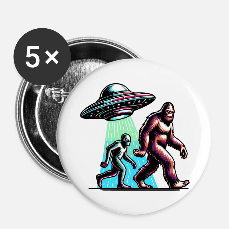 UFO Yeti - Buttons large 2.2''/56 mm (5-pack) - white