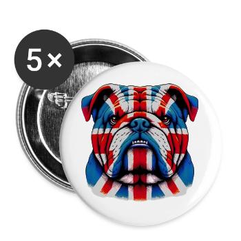 English Bulldog Dog - Buttons large 2.2''/56 mm (5-pack) - white - Front