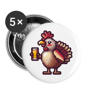 Truthan Bier Pixel - Buttons groß 56 mm (5er Pack) - Weiß - Vorne