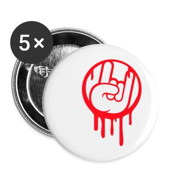 I Love Heavy Metal Hard Rock Musik Handgeste Herz - Buttons groß 56 mm (5er Pack) - Weiß - Vorne