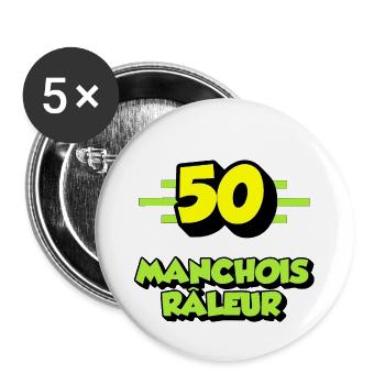Manchois râleur - Lot de 5 grands badges (56 mm) - blanc - Devant