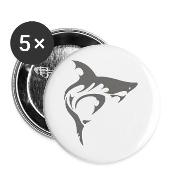 SHARK - Buttons groß 56 mm (5er Pack) - Weiß - Vorne
