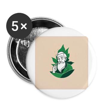 Opa Raucher - Buttons groß 56 mm (5er Pack) - Weiß - Vorne