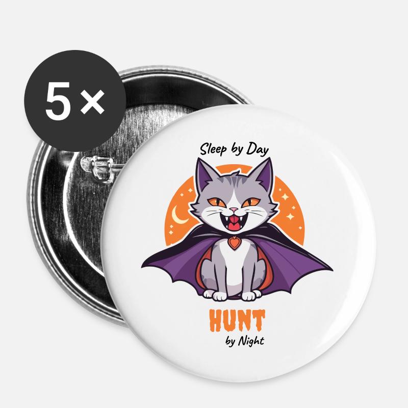 Vampire Cat - Buttons large 2.2''/56 mm (5-pack) - white