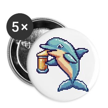 Delfin bière pixel - Lot de 5 grands badges (56 mm) - blanc - Devant