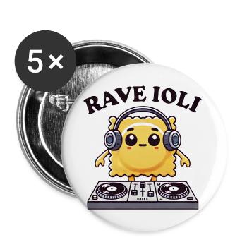 Ravioli Techno Musician DJ Rave Dancing Disco - Buttons large 2.2''/56 mm (5-pack) - white - Front