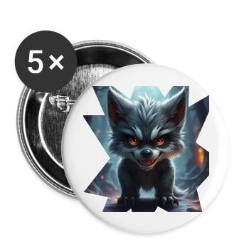 Monster 1 - Buttons groß 56 mm (5er Pack) - Weiß - Vorne