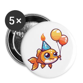 Goldfish Birthday Baby - Buttons large 2.2''/56 mm (5-pack) - white - Front