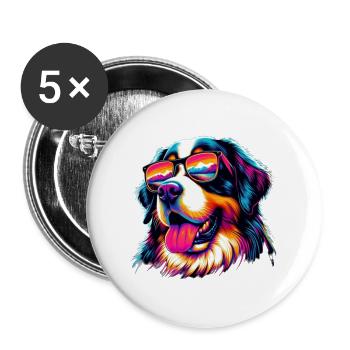 Bouvier bernois - Lot de 5 grands badges (56 mm) - blanc - Devant