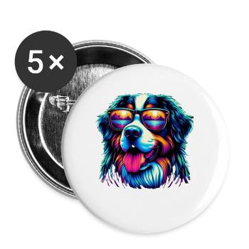 Bouvier bernois - Lot de 5 grands badges (56 mm) - blanc - Devant