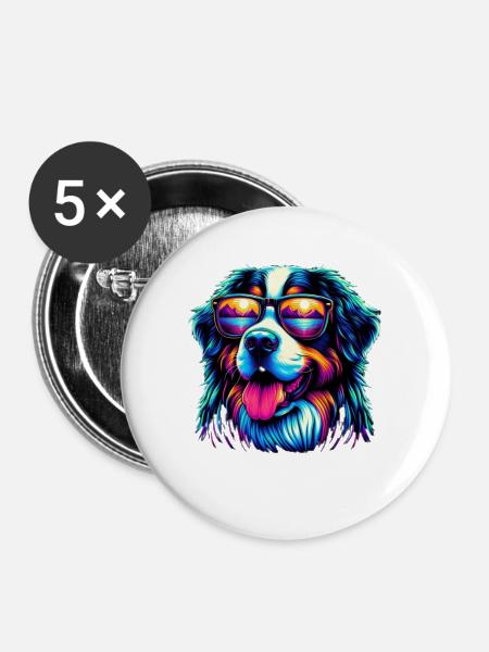 Berner Sennenhund - Buttons groß 56 mm (5er Pack) - Weiß