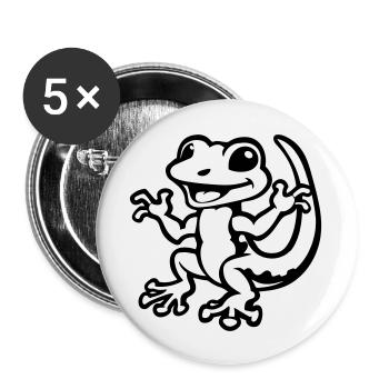 gecko tier - Buttons groß 56 mm (5er Pack) - Weiß - Vorne
