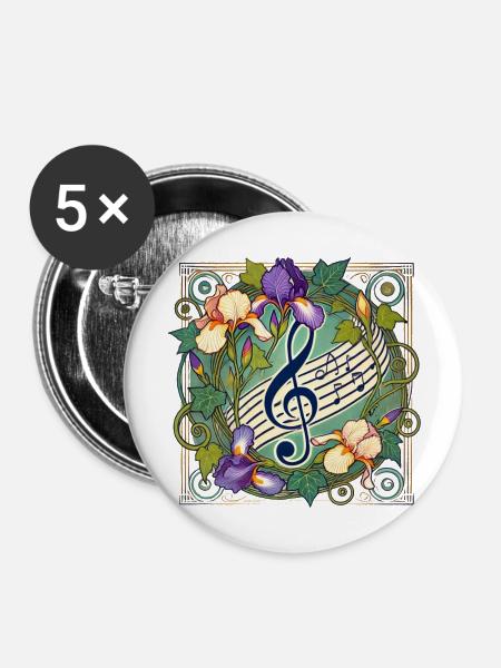 Violinschlüssel - Buttons groß 56 mm (5er Pack) - Weiß