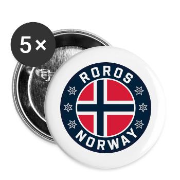 Drapeau de la Norvège Roros - Lot de 5 grands badges (56 mm) - blanc - Devant