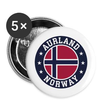 Aurland Norway Flag - Buttons large 2.2''/56 mm (5-pack) - white - Front