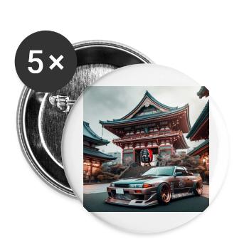 JDM Temple - Lot de 5 grands badges (56 mm) - blanc - Devant