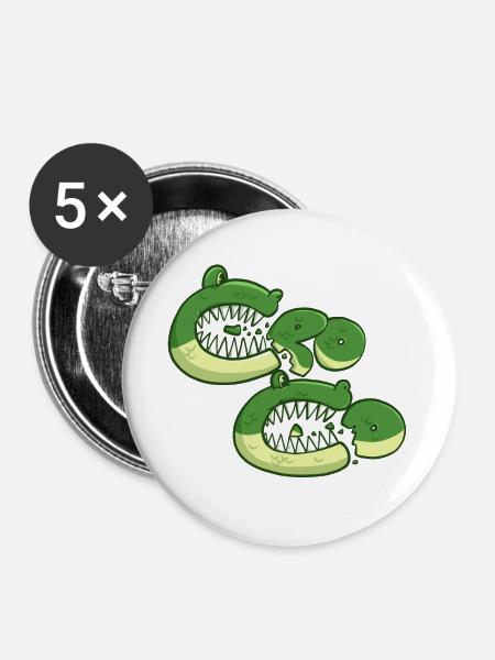 Hungriges Krokodil - Buttons groß 56 mm (5er Pack) - Weiß